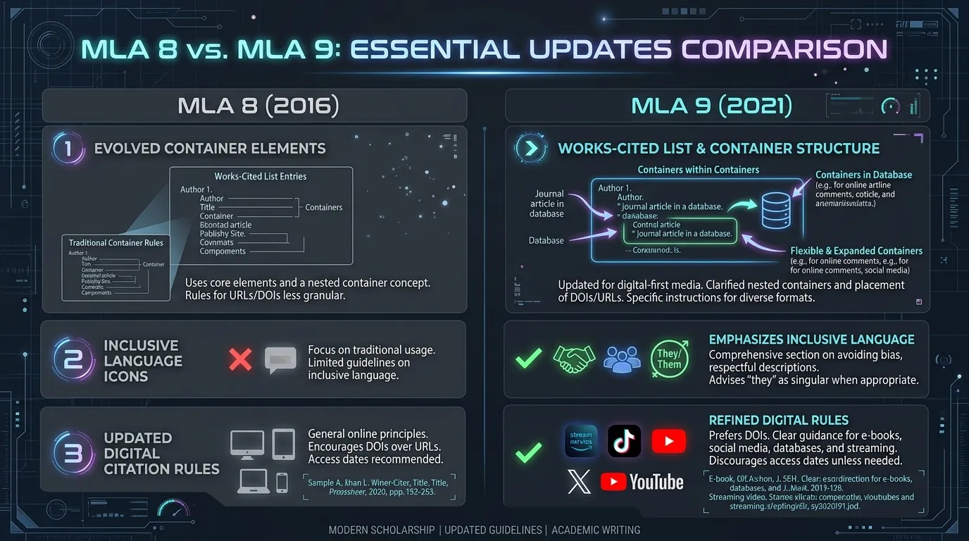 Difference Between MLA 8 and MLA 9 Citations - Academic Citation Guide Thumbnail