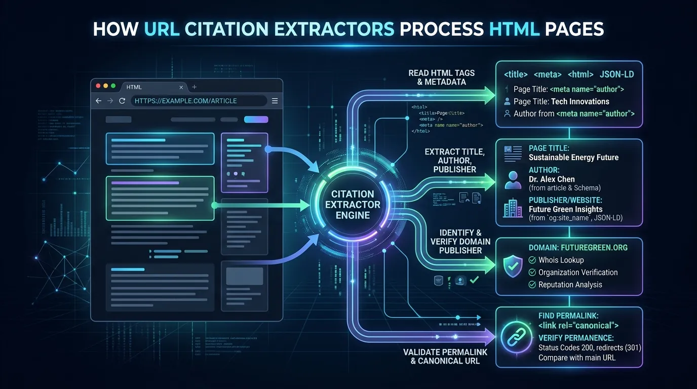 How URL Citation Extractors Process Web Pages Diagram